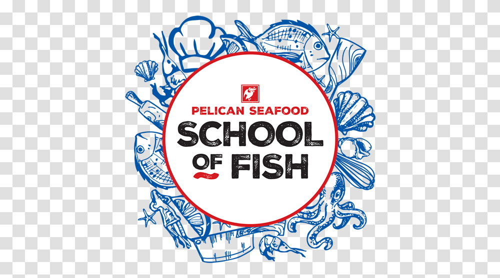 School Of Fish Pelican Seafood Market And Grill Circle, Label, Text, Graphics, Art Transparent Png