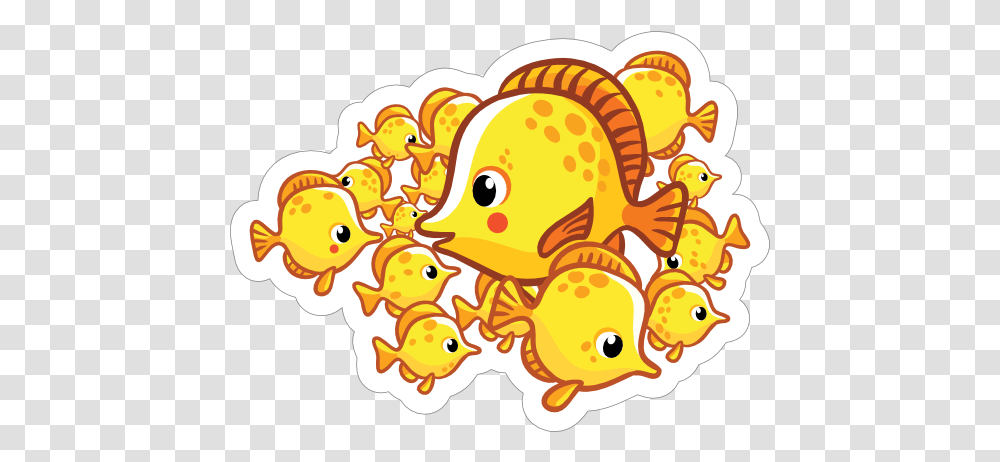 School Of Yellow Fish Sticker Clip Art, Graphics, Parade, Animal, Transportation Transparent Png