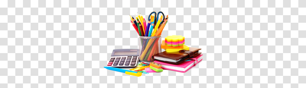 School Supplies For Back To School In The Uk, Pencil, Table, Furniture, Jar Transparent Png