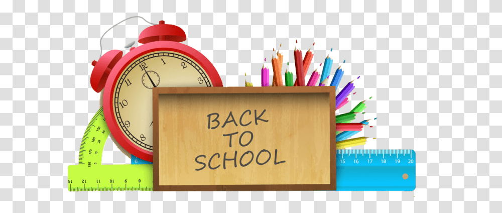 School, Wristwatch, Pencil, Alarm Clock Transparent Png