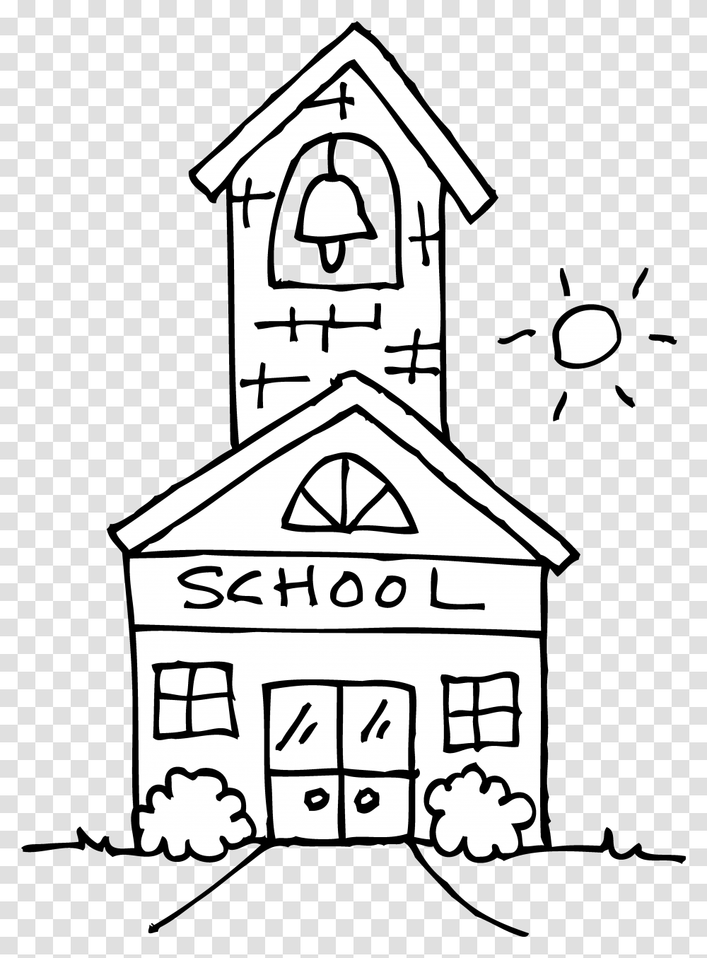 Schoolhouse Black And White Clipart, Mailbox, Letterbox, Building Transparent Png