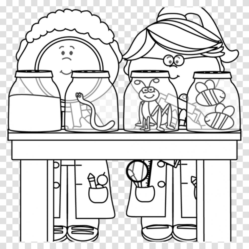 Science Crown Hatenylo Com Kid Scientists Examining Science Images Black And White Clip Art, Jar, Tomb, Tombstone Transparent Png