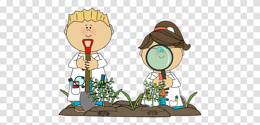 Science Kids Examining Plants, Outdoors, Leisure Activities, Gardening Transparent Png