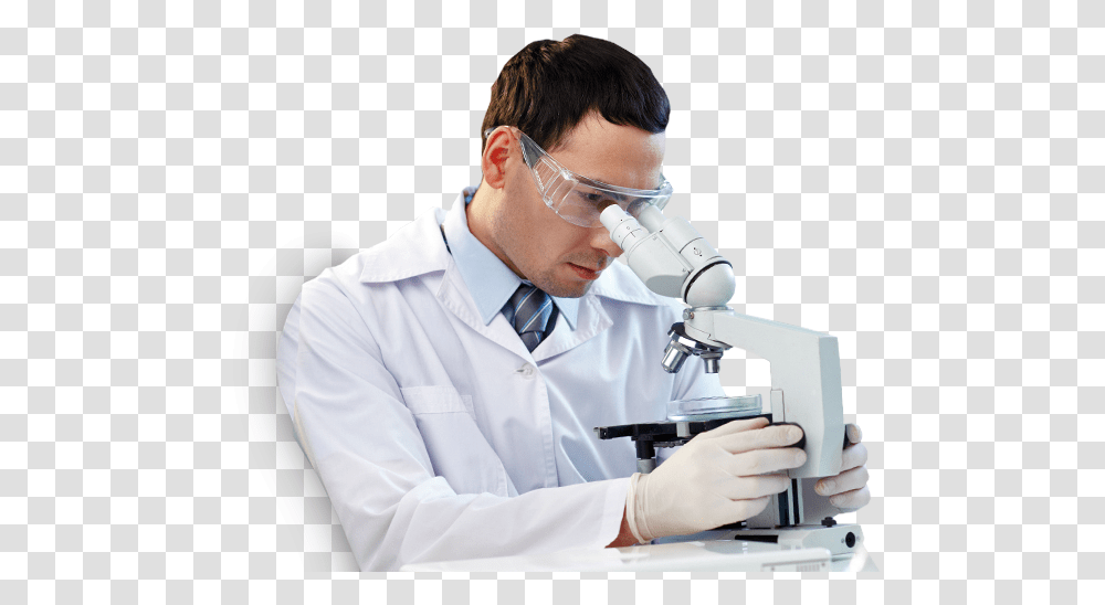 Scientist, Person, Lab Coat, Microscope Transparent Png