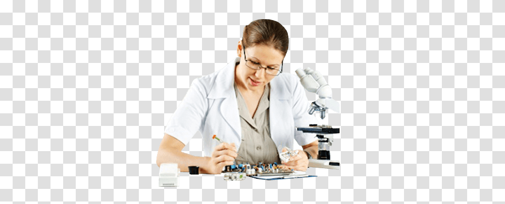 Scientist, Person, Microscope, Lab Coat Transparent Png
