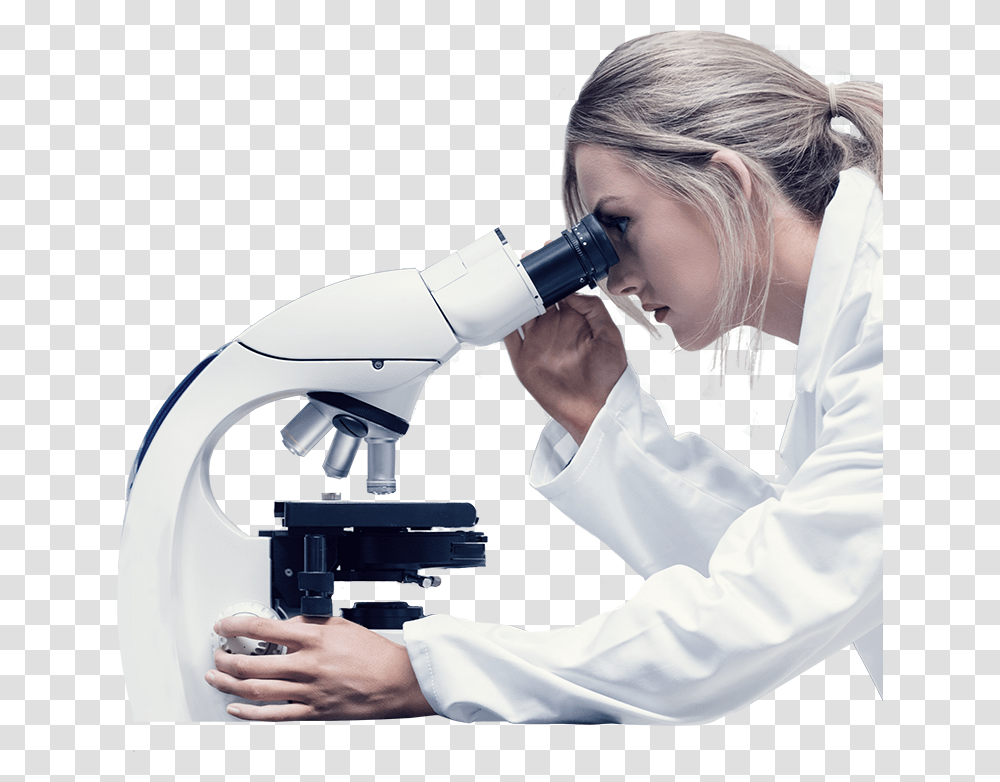 Scientist, Person, Microscope, Lab, Lab Coat Transparent Png