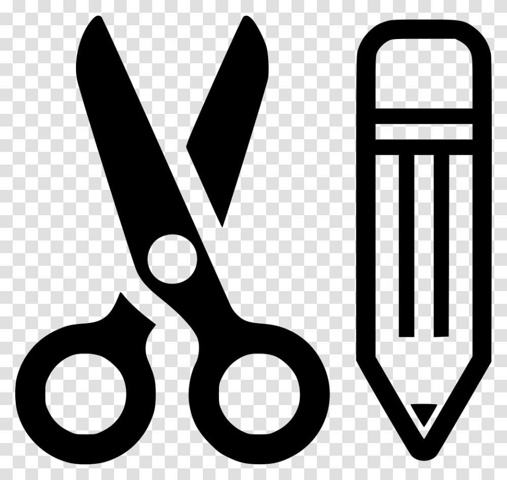Scissors And Pencil Arts And Craft Icon, Blade, Weapon, Weaponry, Shears Transparent Png