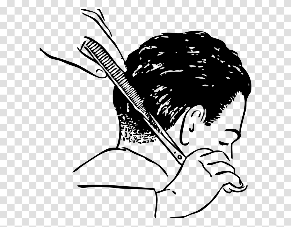Scissors Barber Hair Men Cut Comb Clippers Haircut Clipart, Gray, World Of Warcraft Transparent Png