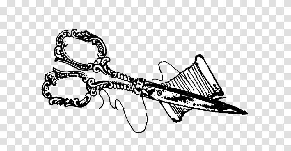 Scissors Clipart Vintage Needle And Thread, Weapon, Weaponry, Blade, Musical Instrument Transparent Png