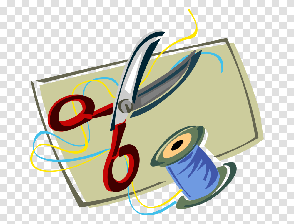 Scissors With Spool Of Thread, Label, Sewing, Tin Transparent Png