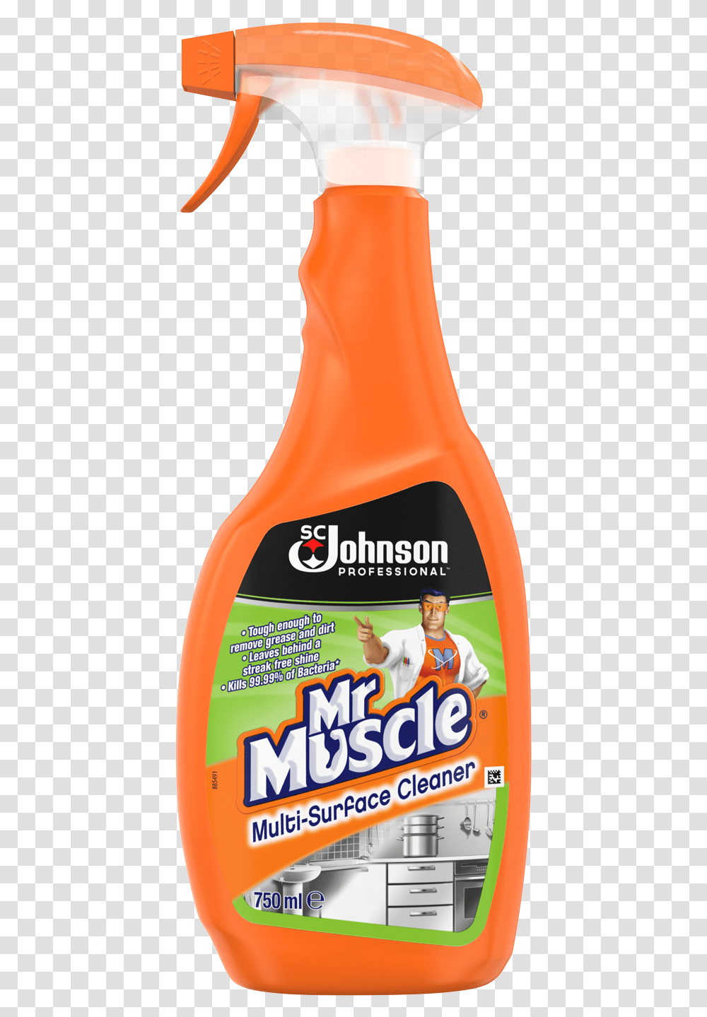Scjp Mr Muscle Multi Surface Cleaner Mr Muscle Multi Purpose Cleaner, Label, Food, Person Transparent Png
