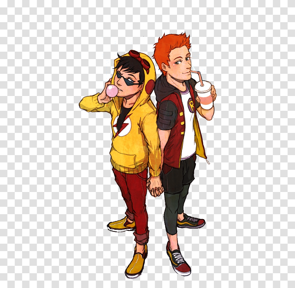 Scm Music Player Kid Flash And Robin Full Size Robin And Kid Flash, Person, Shoe, Clothing, Costume Transparent Png