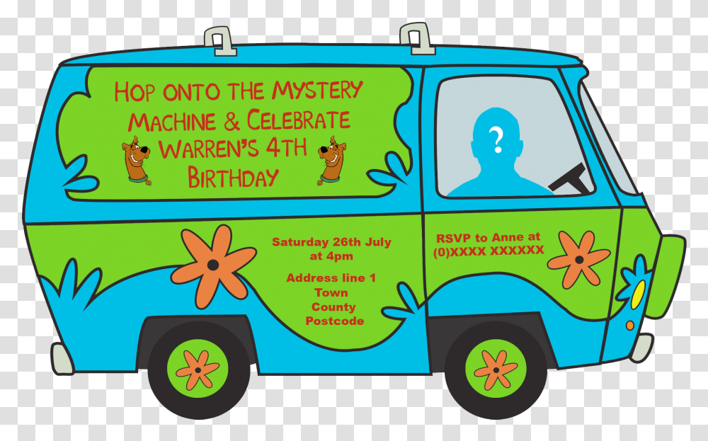 Scooby Doo Birthday Invitation Designed By Me At Nic Mystery Machine, Advertisement, Poster, Flyer Transparent Png