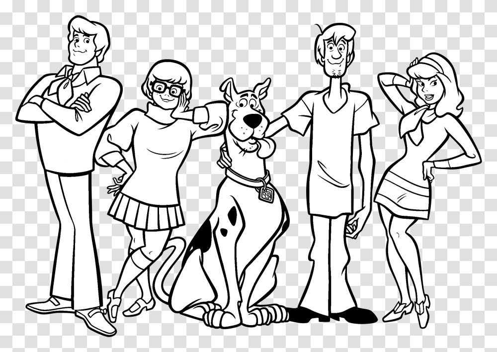 Scooby Doo Clipart Black And White Scooby Doo Colouring Pages Printable, Person, People, Stencil, Hand Transparent Png