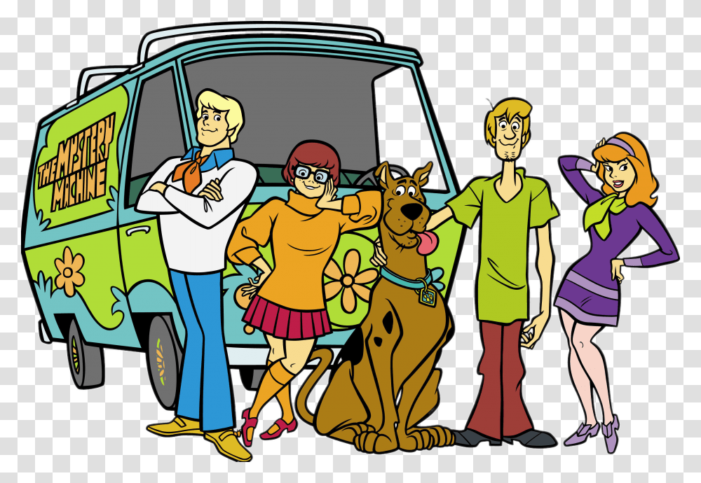 Scooby Doo In Front Of Mystery Machine, Person, People, Hand, Comics Transparent Png