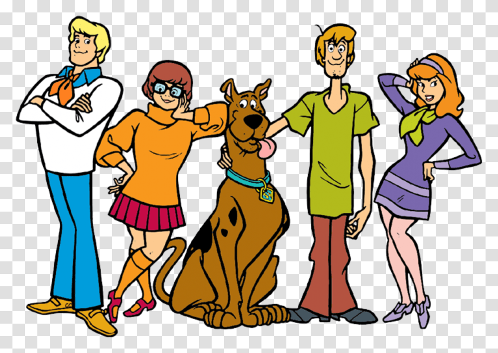 Scooby Doo Main Characters Scooby Doo Daphne Velma Scooby Doo Gang Clipart, Person, People, Poster, Hand Transparent Png