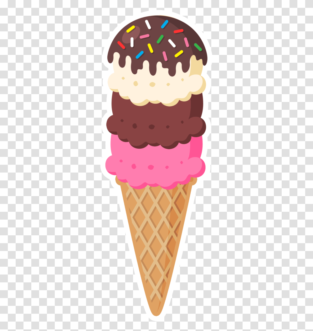 Scoop Cone Ice Cream 3 Scoop Clipart, Dessert, Food, Creme, Icing Transparent Png