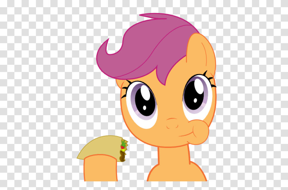 Scootaloo Eating A Taco My Little Pony Friendship Is Magic, Label, Plant, Face Transparent Png