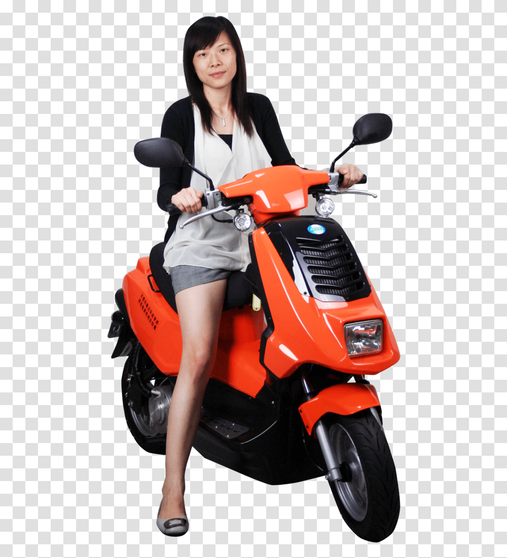 Scooter Image Girl On Scooter, Motorcycle, Vehicle, Transportation, Moped Transparent Png