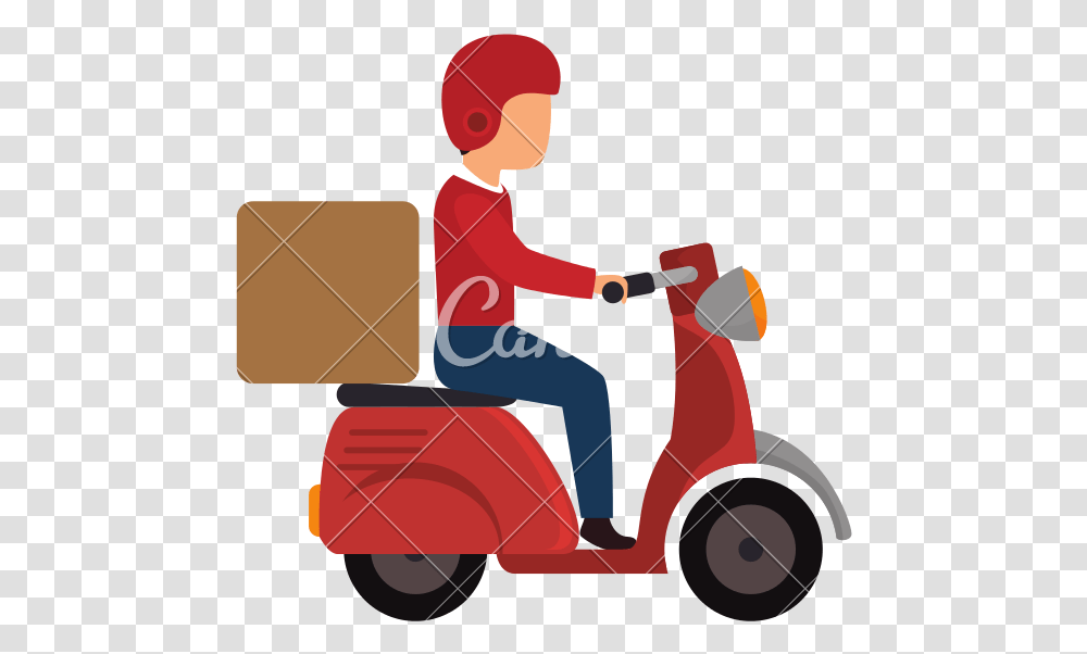 Scooter Vector Delivery Man Home Pick Up Service, Lawn Mower, Tool, Transportation, Vehicle Transparent Png