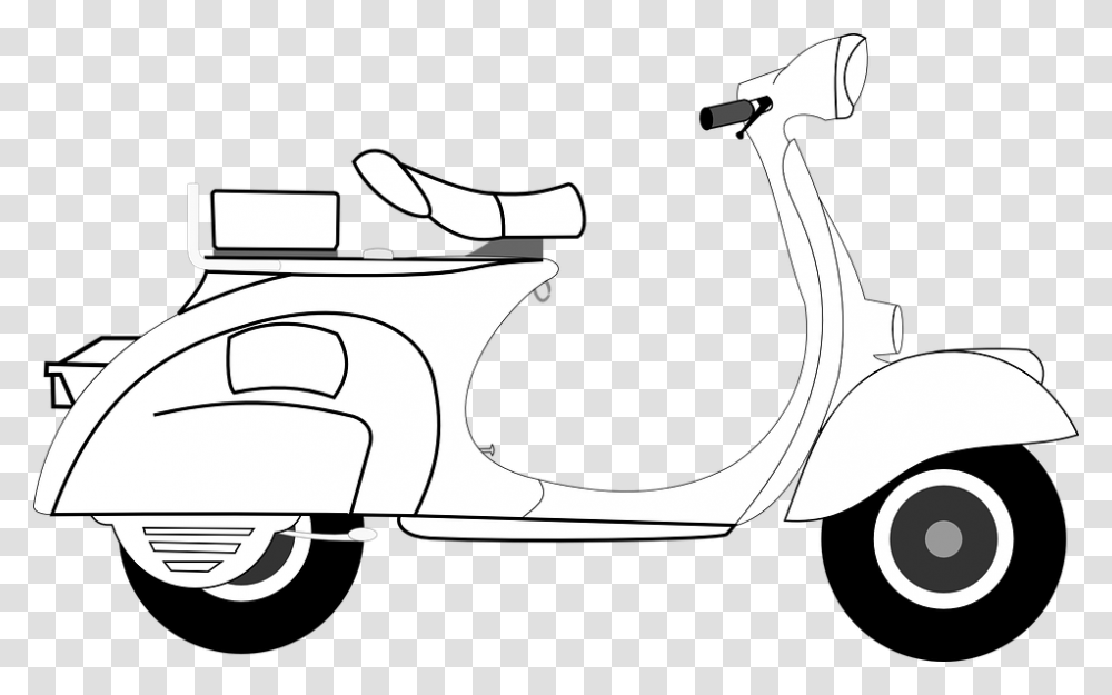 Scooter Vespa Art Isolated Motorcycle Transport Scooter Black And White, Vehicle, Transportation, Motor Scooter Transparent Png
