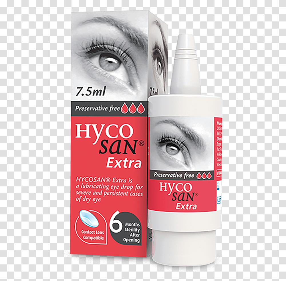 Scope Hycosan Extra Pack And Comod Bottle Hycosan Eye Drops, Cosmetics, Label, Flyer, Shampoo Transparent Png
