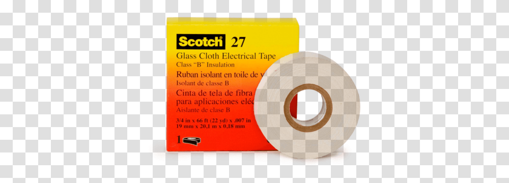 Scotch 27 Glass Cloth Electrical Tape Size 12 In X 66 Ft White Color Scotch 27 3m, Label, Text, Bandage, First Aid Transparent Png