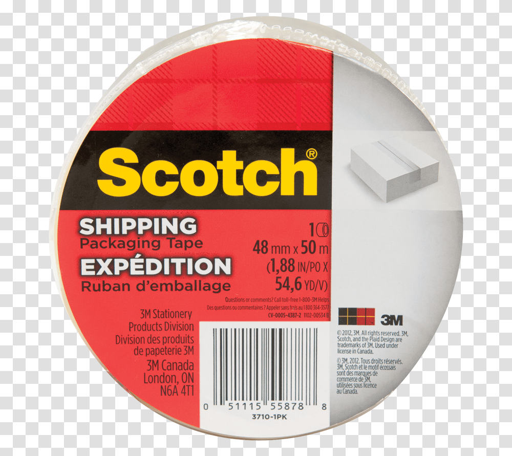 Scotch 3710 Shipping Tape 48 Mm X 50 M Clear Scotch, Label Transparent Png