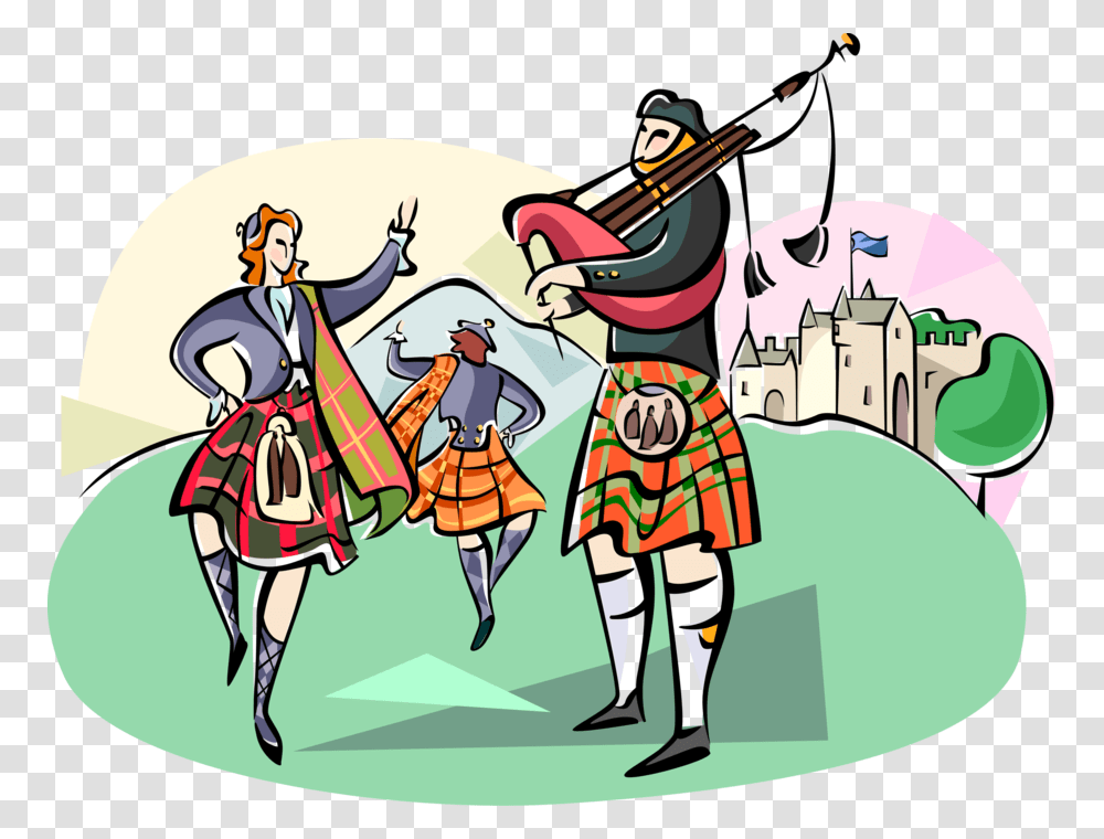 Scottish Bagpipers And Highland Dancers, Person, Leisure Activities, Tartan Transparent Png
