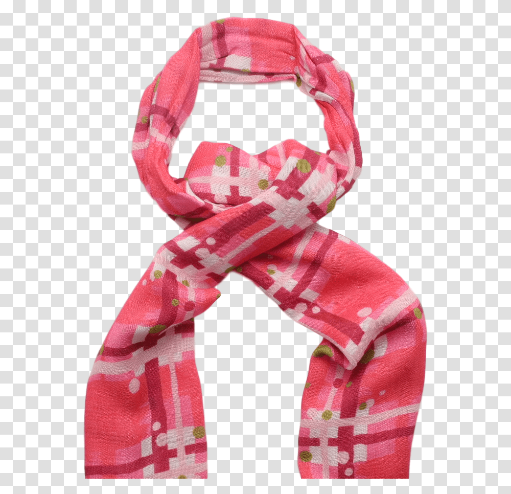 Scottish Ladies Gift Tartan Effect Scarf Stole Pink Scarf, Apparel, Person, Human Transparent Png