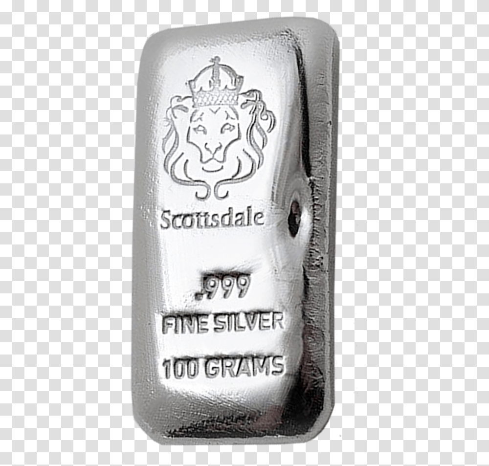 Scottsdale Mint 100g Cast Silver Bar Milk, Passport, Label, Bottle Transparent Png