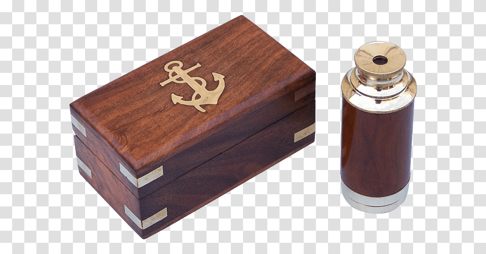 Scouts Brass And Wood Spyglass Brass, Box, Milk, Beverage, Drink Transparent Png