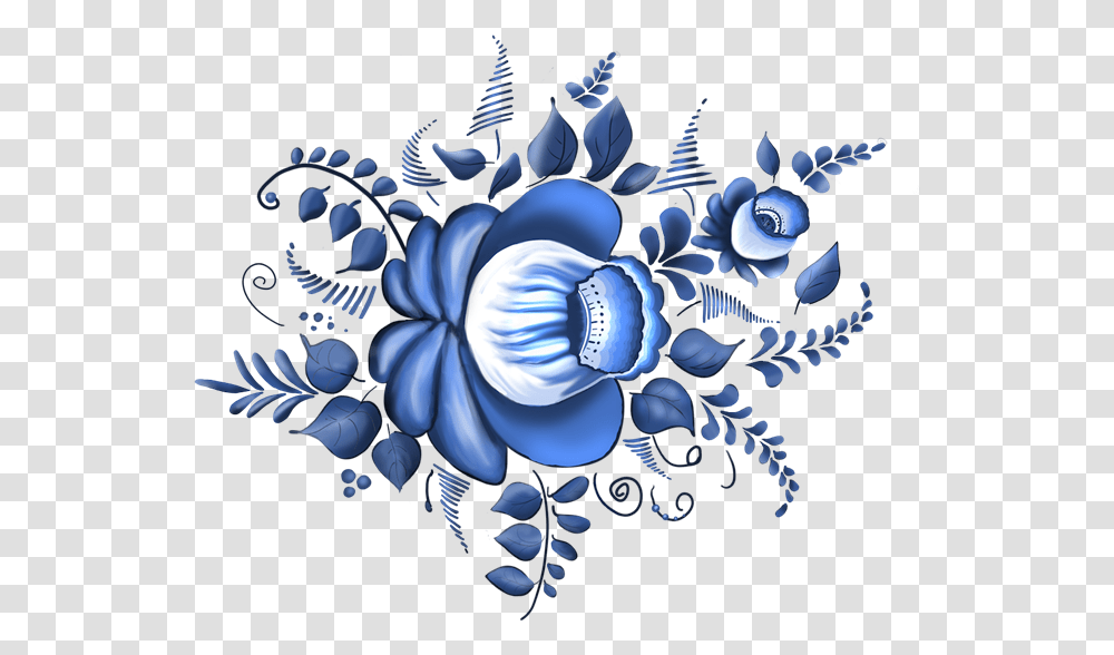 Scrap De Flores Azules Hudozhestvennaya Rospis, Pattern, Ornament, Fractal Transparent Png