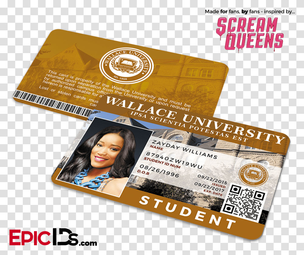 Scream Queens Inspired Wallace University Student Id Hair Coloring, Person, Human, Flyer Transparent Png