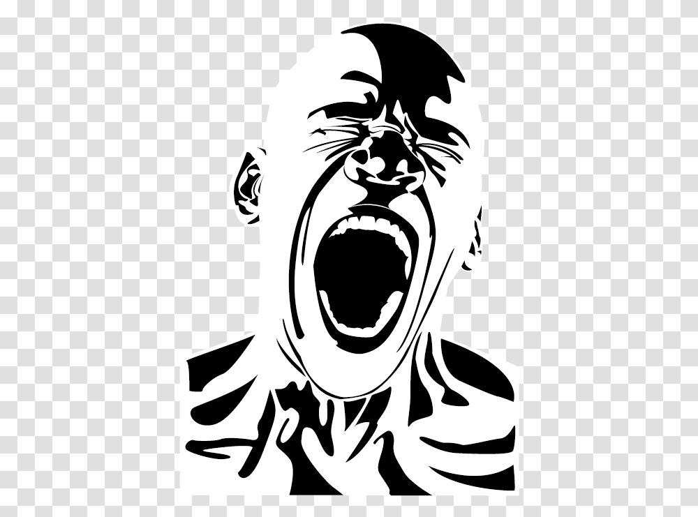 Screaming Man Vector Download Scream, Stencil, Head, Mouth, Lip Transparent Png