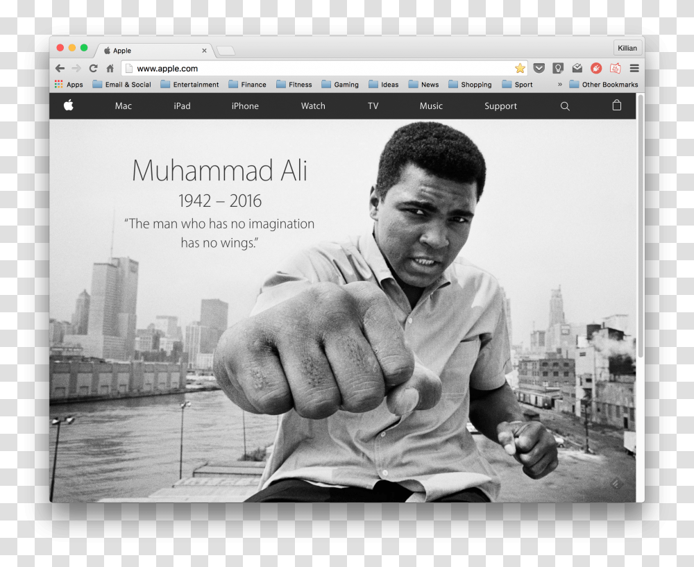 Screen Shot 2016 06 06 At Apple Muhammad Ali Tribute, Person, Human, Hand, File Transparent Png