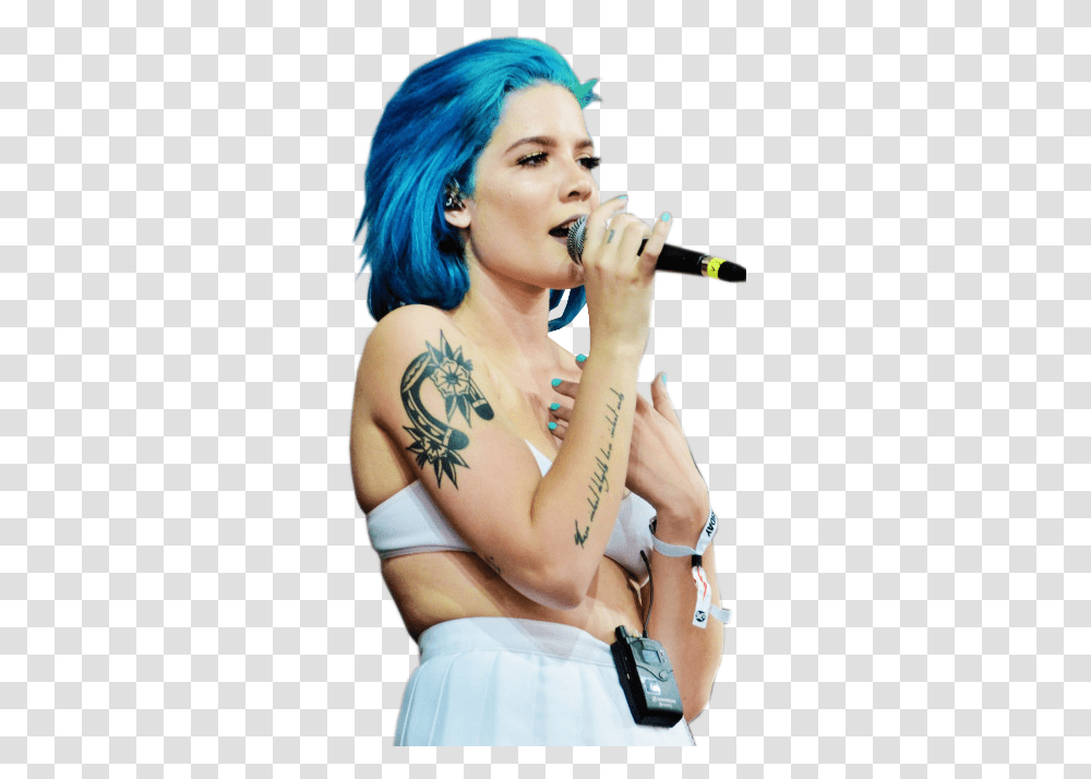 Screenstransparents Halsey, Skin, Microphone, Electrical Device, Person Transparent Png