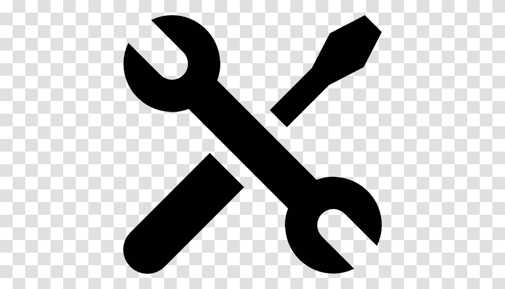 Screwdriver And Wrench Crossed, Key, Hammer, Tool, Silhouette Transparent Png