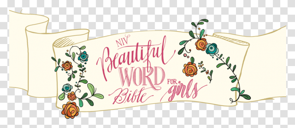 Scripture Verse Clipart Niv Beautiful Word Bible For Girls Hardcover, Label, Handwriting, Outdoors Transparent Png