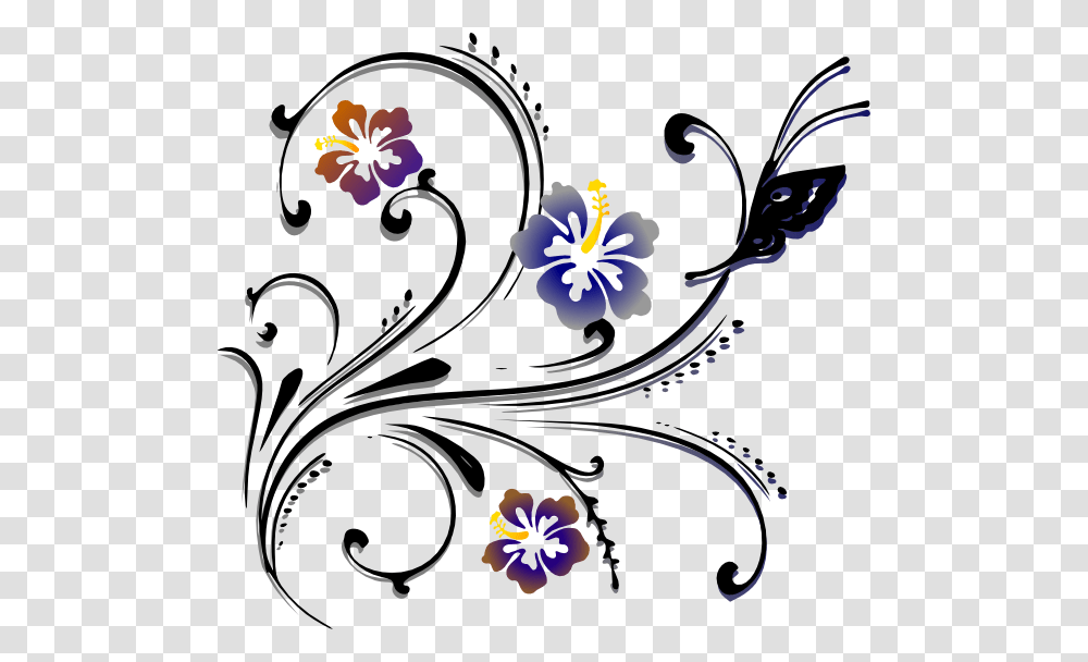 Scroll Image Butterfly And Flower Vector, Floral Design, Pattern Transparent Png