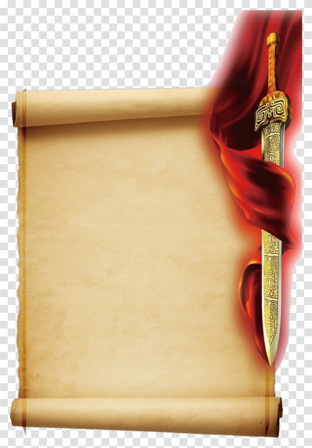 Scroll Oldschroll Paper Oldpaper Sword Dagger, Hammer, Tool, Weapon, Weaponry Transparent Png