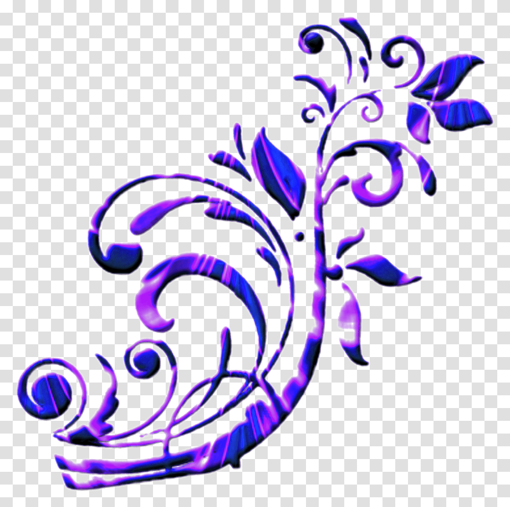 Scroll Purple Blue Swirl Border Frame, Pattern, Floral Design Transparent Png