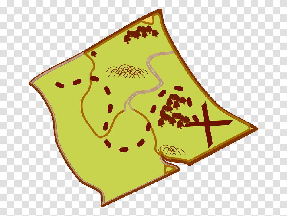 Scroll Simple Map Cartoon Template Compass Road Treasure Map Clip Art, Plot, Rug, Diagram Transparent Png