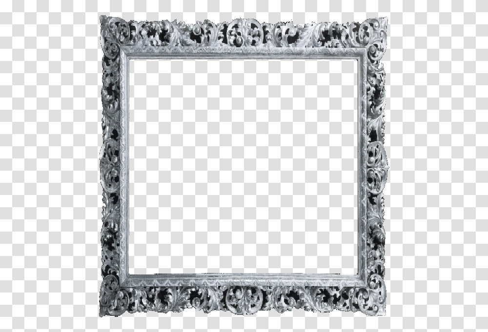 Scrollwork Silver Picture Frame, Rug, Mirror, Painting Transparent Png