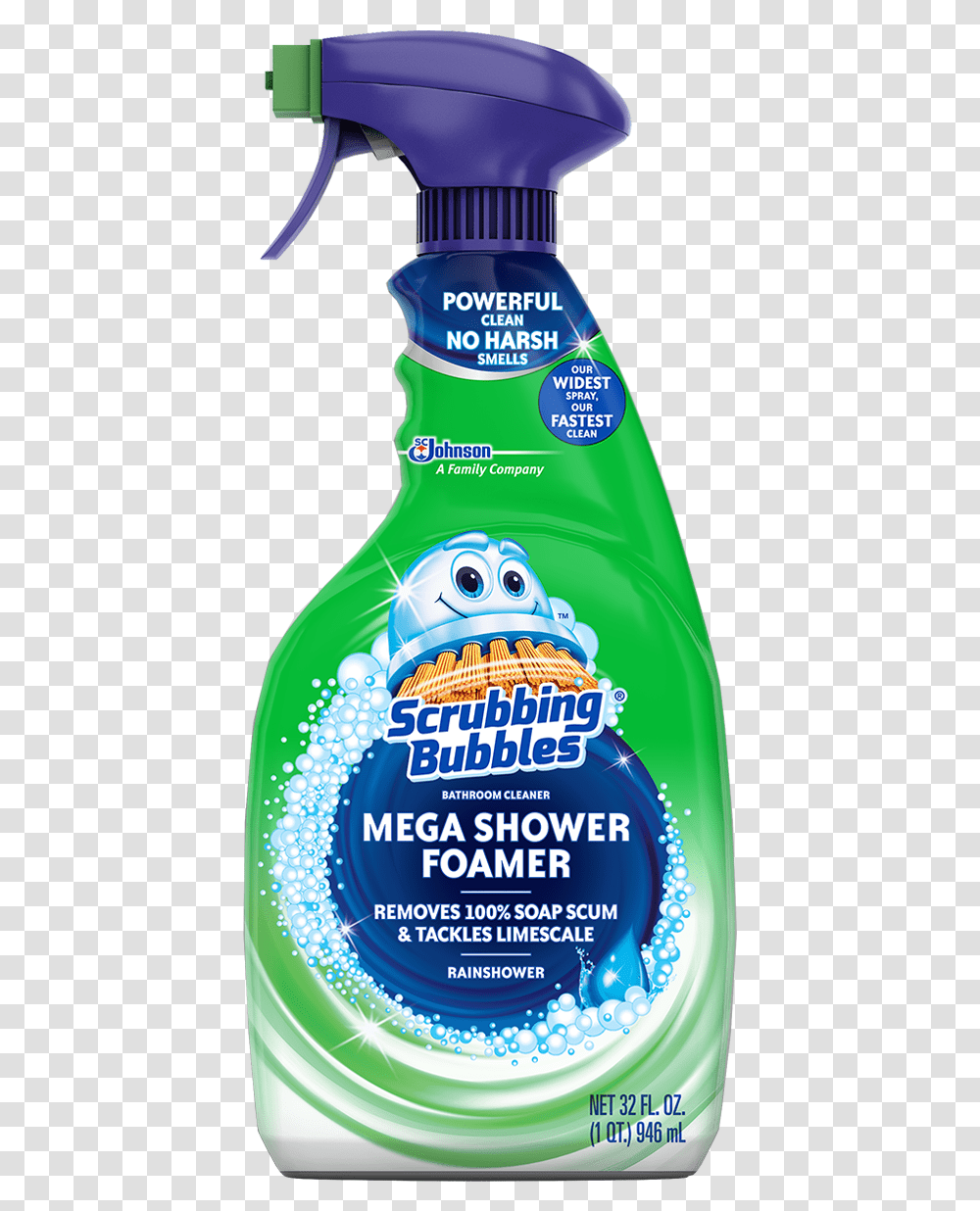 Scrubbing Bubbles Mega Shower Foamer Trigger Scrubbing Bubbles, Bottle, Shampoo, Label Transparent Png