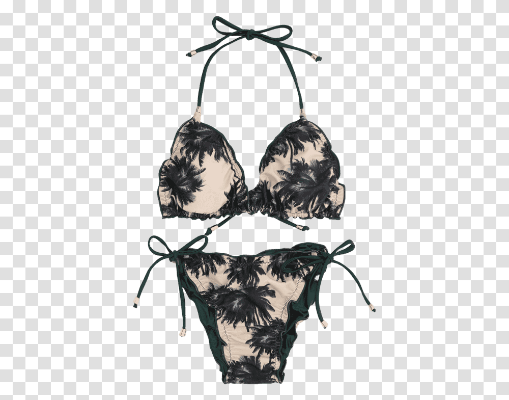 Scrunch Coconut Palm String Bikini Set Lingerie Top, Clothing, Apparel, Underwear, Bra Transparent Png
