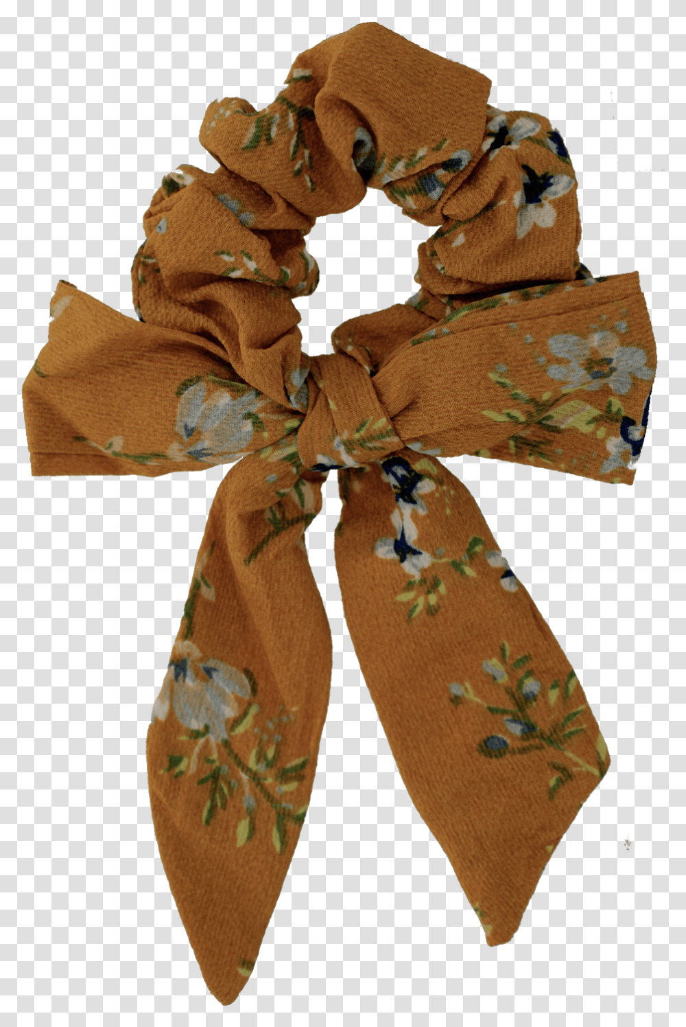 Scrunchie Flower Bow Yellow Scarf, Clothing, Apparel, Sash, Hat Transparent Png
