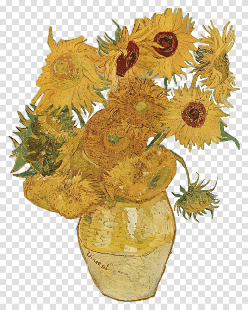 Scsunflower Sunflower Flower Aesthetic Tumblr Freet Vincent Van Gogh, Plant, Art, Graphics, Floral Design Transparent Png