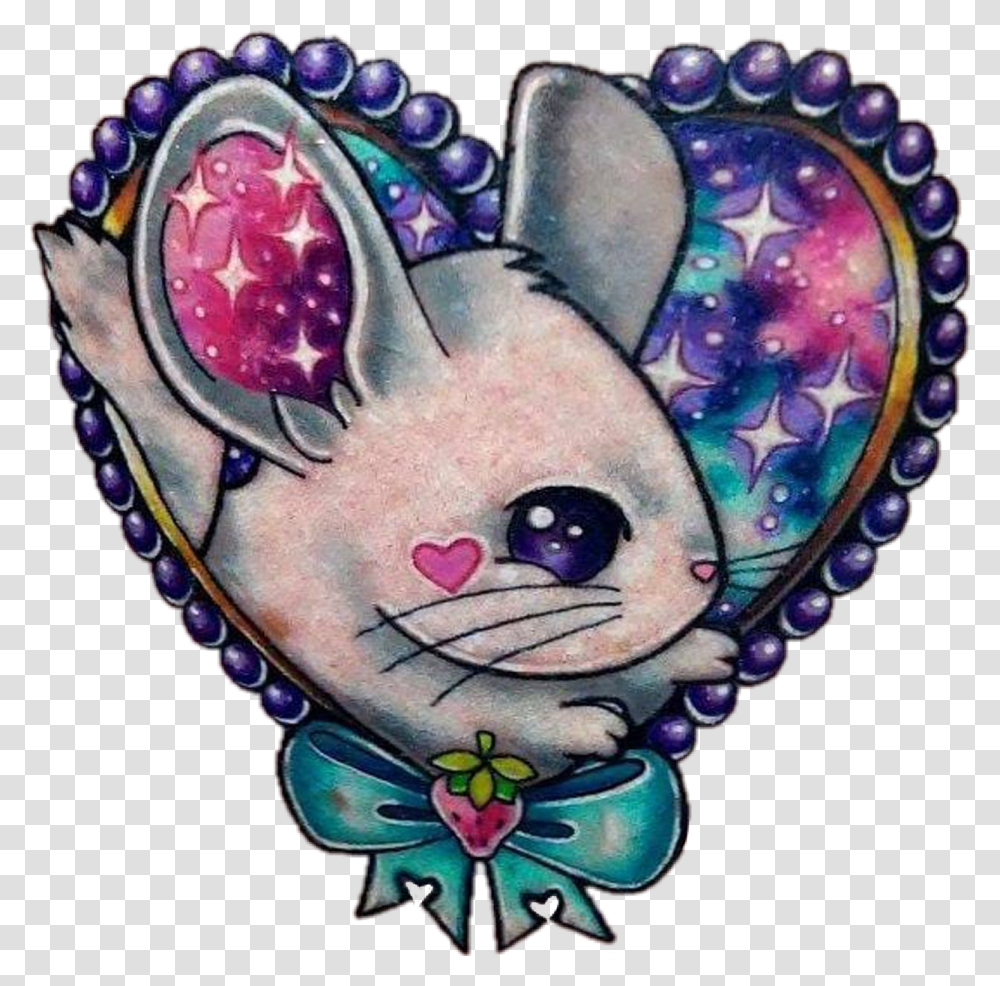 Sctattoo Tattoo Chinchilla Heart Bow Galaxy Adorable, Pattern, Skin, Embroidery, Sea Life Transparent Png