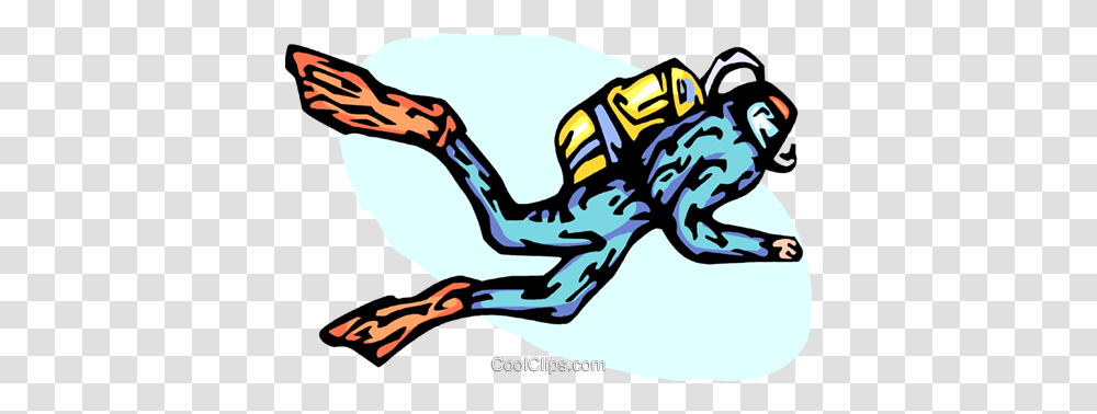 Scuba Diver Royalty Free Vector Clip Art Illustration, Amphibian, Wildlife, Animal, Outdoors Transparent Png